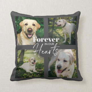 Custom Pet Memorial Photo Typography Grey Throw Pillow