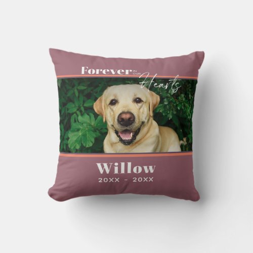 Custom Pet Memorial Photo Typography Throw Pillow