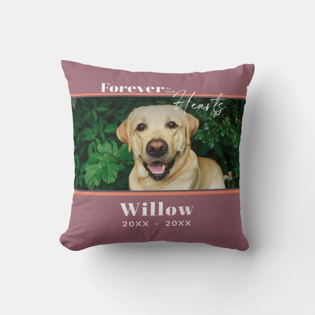 Custom Pet Memorial Photo Typography Throw Pillow (Front)