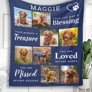 Custom Pet Memorial Remembrance 8 Photo Collage Fleece Blanket