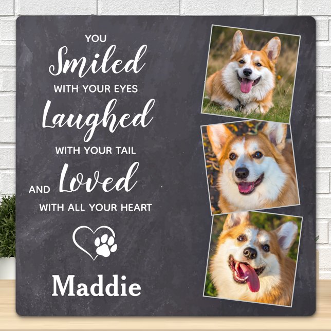 Custom Pet Memorial Sympathy Pet Loss 3 Dog Photo  Plaque (Creator Uploaded)