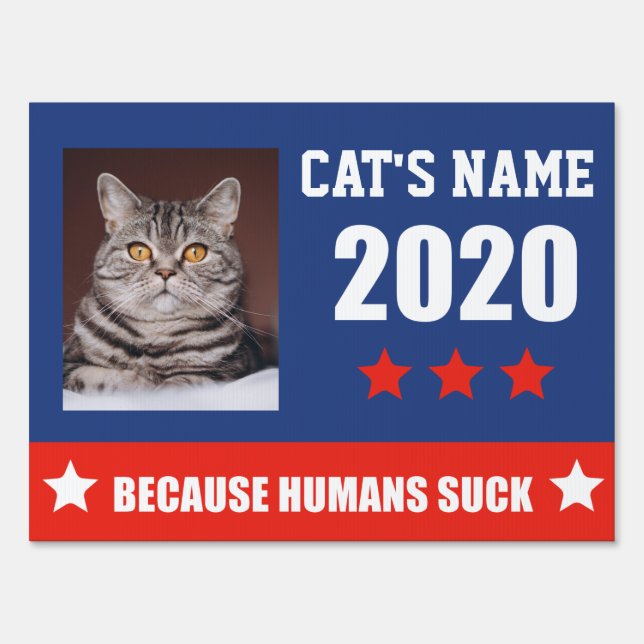 Custom pet name and photo cat yard sign 2020 (Front)