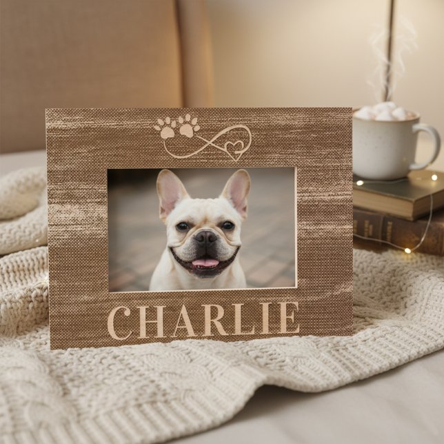 Custom Pet Name and Photo Wooden Frame (♾️🐾 Infinite love, forever captured – custom pet photo frame!)