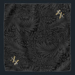 Custom Pet Name Black Botanical Gold Script Bandana<br><div class="desc">Custom Pet Name Black Botanical Gold Script bandana with a monogram and script name.</div>