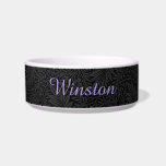 Custom Pet Name Black Botanical Lavender Script Bowl<br><div class="desc">Custom Pet Name Black Botanical Lavender Script Bowl.</div>