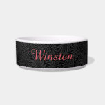 Custom Pet Name Black Botanical Red Script Bowl<br><div class="desc">Custom Pet Name Black Botanical Red Script Bowl.</div>