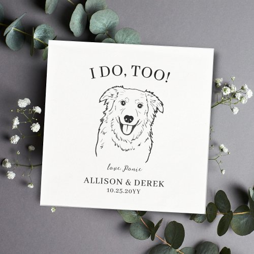 Custom Pet Name Border Collie Drawing Dog Wedding  Napkins