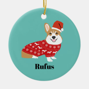 Custom pet name corgi christmas ornament