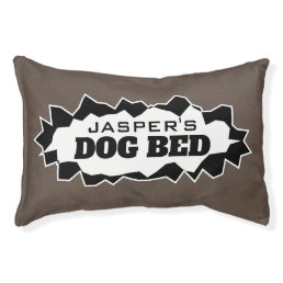Custom pet name dog bed pillow with ripped hole