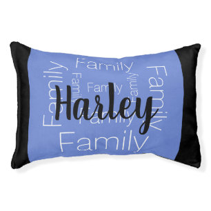 Custom Pet Name Family Blue Bed