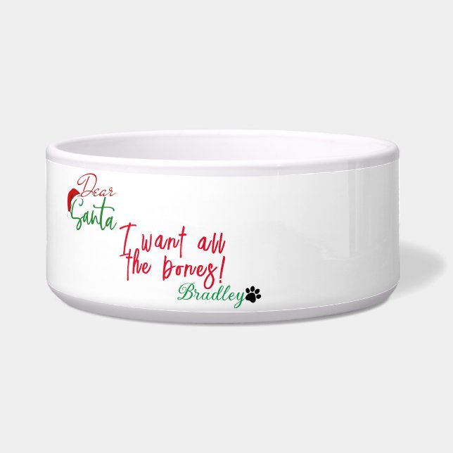 Custom Pet Name Food Bowl - Christmas Pet Gift (Front)