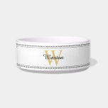 Custom Pet Name Gold Monogram White Pet<br><div class="desc">Custom Pet Name Gold Monogram White Pet Bowl.</div>