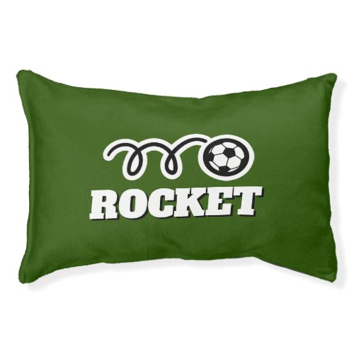 Custom pet name green soccer ball sports dog bed