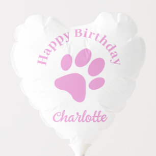 Custom Pet Name Happy Birthday Paw Print Balloon