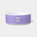 Custom Pet Name Lavender White Monogram Bowl<br><div class="desc">Custom Pet Name Lavender White Monogram Bowl.</div>