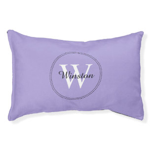 Custom Pet Name Lavender White Monogram Pet Bed