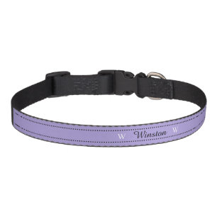 Custom Pet Name Lavender White Monogram Pet Collar