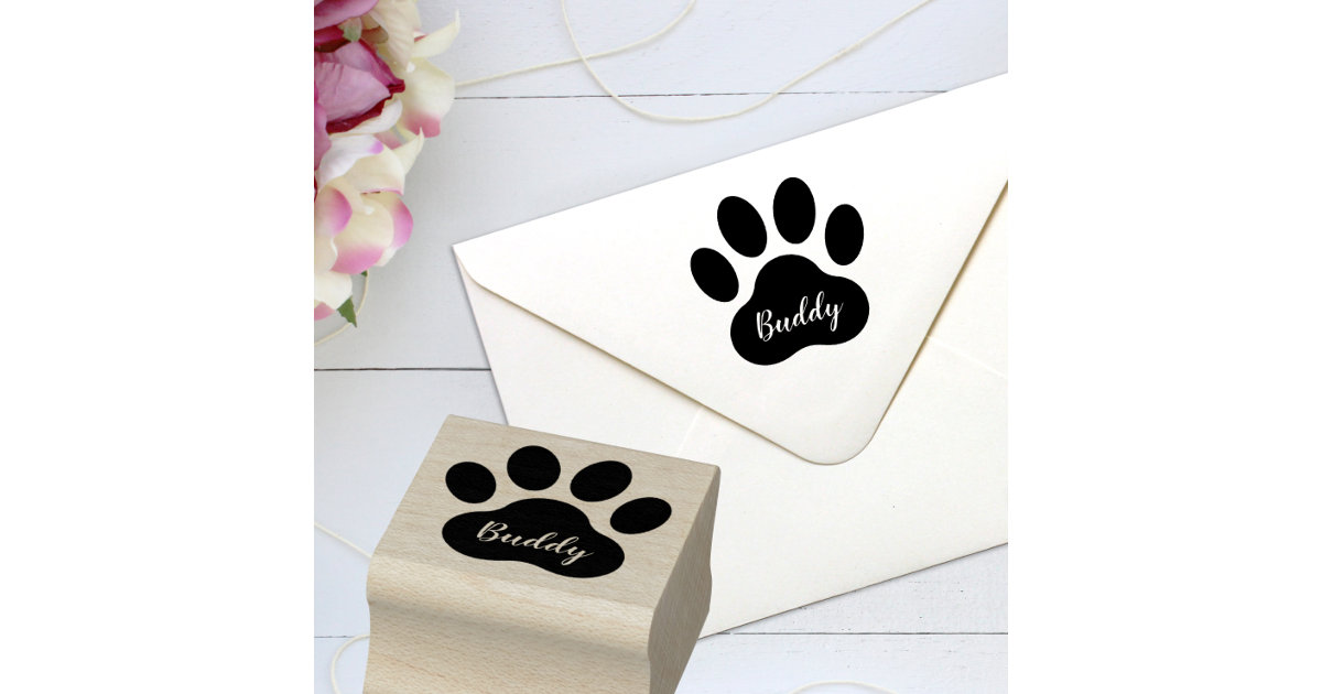 Animal Paw Print Stamp Name Custom Rubber or Self Inking Stamp Dog, Cat  Personalized Animal Gift Signature 