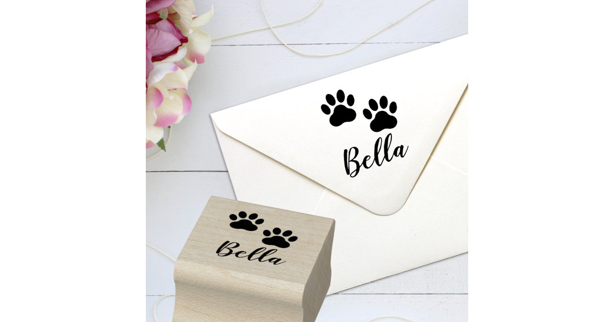 Cute Paw Print Stamp with Signature for Pet's Name - Simply Stamps