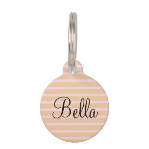 Custom Pet Name Pink Peach Taffy Stripes ID Tag