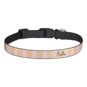 Custom Pet Name Pink Peach Taffy Stripes Pet Collar