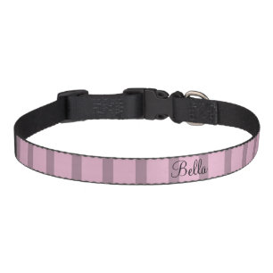 Custom Pet Name Rose Pink Mauve Stripes Pet Collar