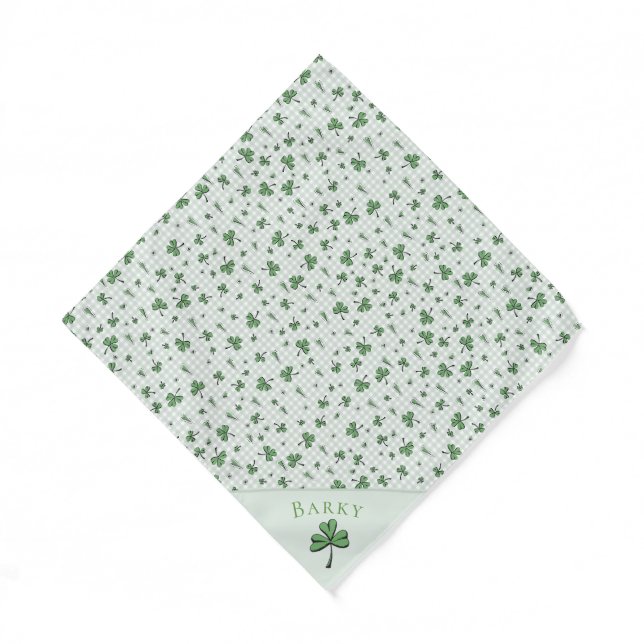 Custom Pet Name Shamrock St Patricks Day Bandana (Front)