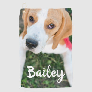 Custom Pet Name Typography and Photo Golf Towel