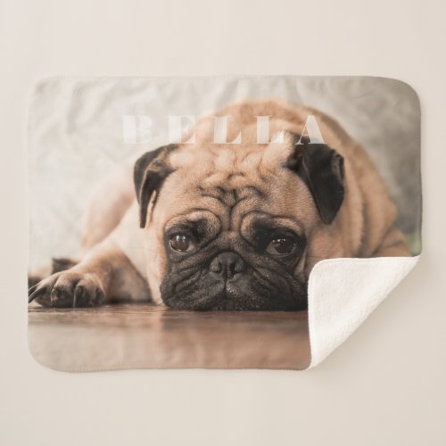 Custom Pet Name Typography and Photo Sherpa Blanket