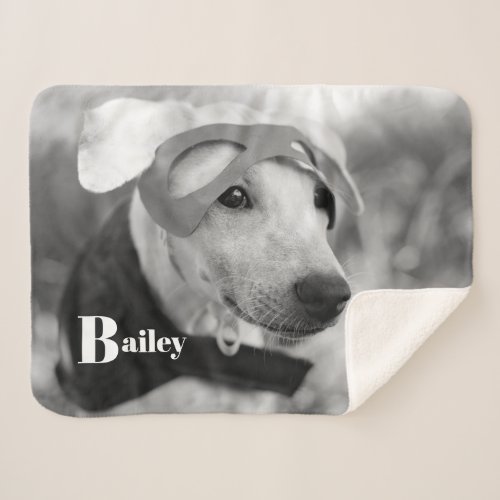 Custom Pet Name Typography and Photo Sherpa Blanket