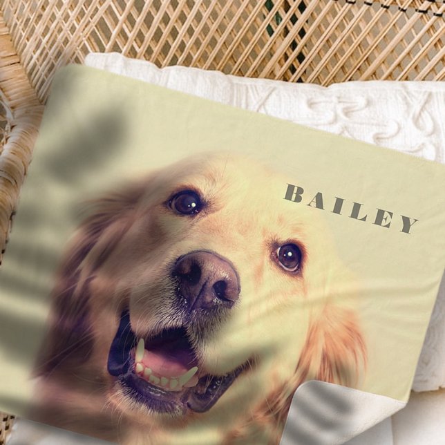 Custom Pet Name Typography and Photo Sherpa Blanket (Creator Uploaded)