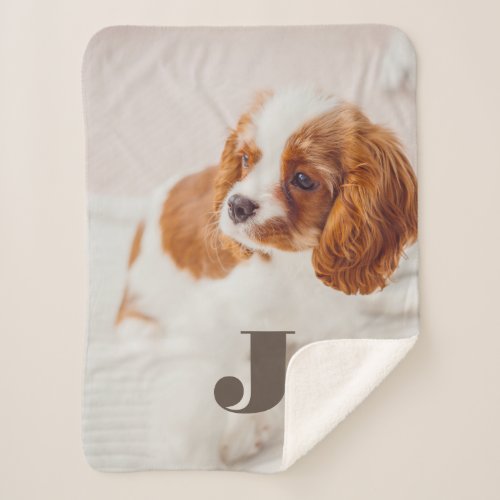 Custom Pet Name Typography and Photo Sherpa Blanket