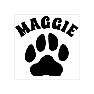 Custom Pet Name with Dog Paw Print Personalized Rubber Stamp