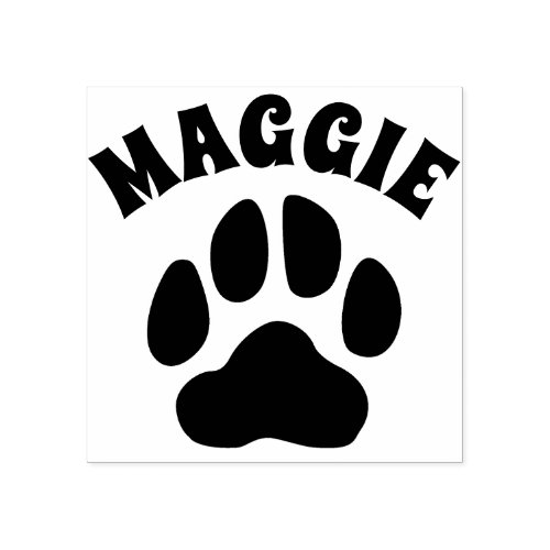 Custom Pet Name with Dog Paw Print Personalized Rubber Stamp