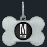 Custom Pet Name with Monogram Tag<br><div class="desc">Custom pet tag featuring pet's name with monogram in bold modern sans serif font style.
Perfect for your dogs,  cats and beloved pets.</div>