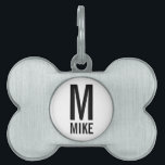 Custom Pet Name with Monogram Tag<br><div class="desc">Custom pet tag featuring pet's name with monogram in bold modern sans serif font style.
Perfect for your dogs,  cats and beloved pets.</div>