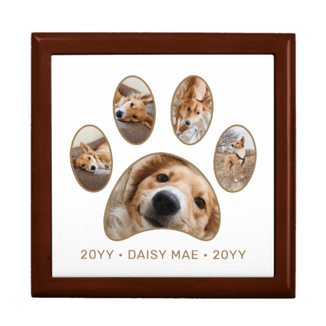 Custom Pet Name Year Photo Collage Keepsake Gift Box (Front)
