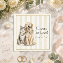 Custom Pet Napkins Wedding Dog Cat Cocktail couple