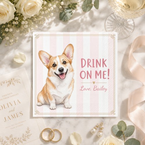 Custom Pet Napkins Wedding Dog Cat Cocktail couple
