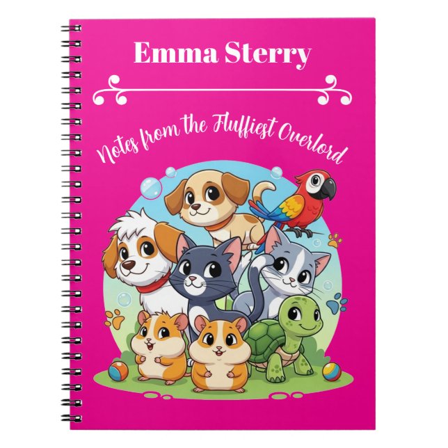 Custom Pet Overlord Cartoon Notebook  (Front)