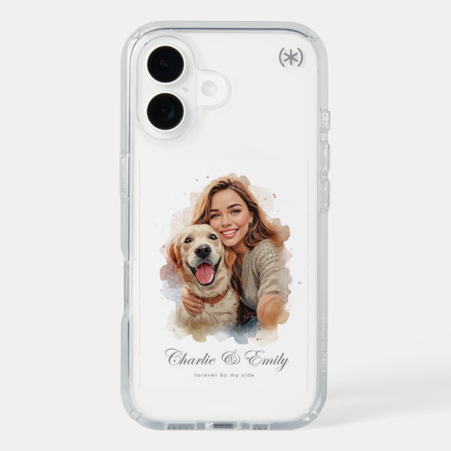 Custom Pet & Owner Phone Case -Watercolor Portrait (Front)