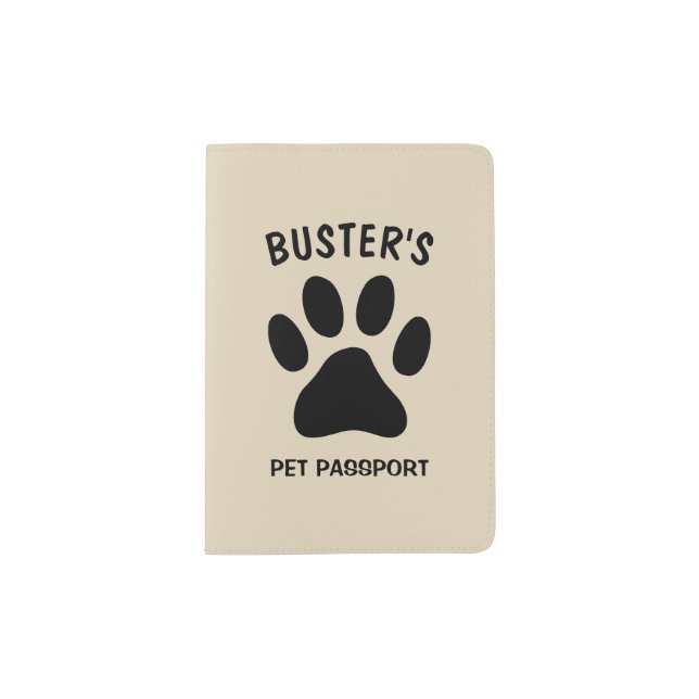 Custom pet passport cover with cute dog paw print (Front)