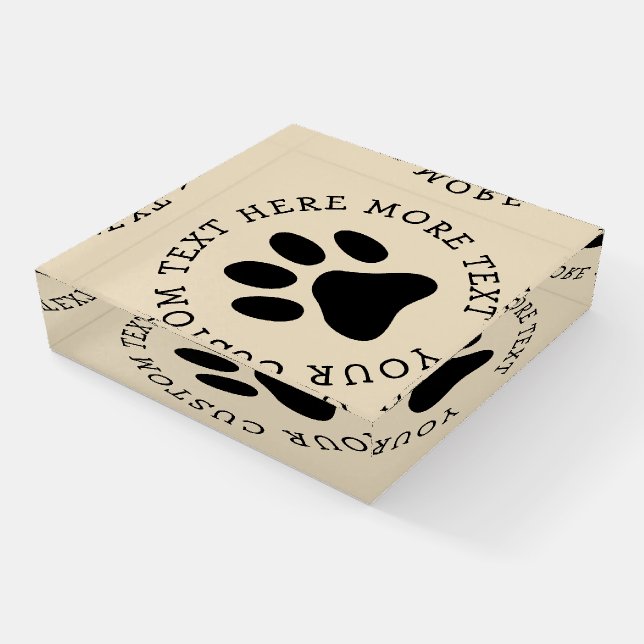 Custom pet paw silhouette acrylic paperweight (Angled)