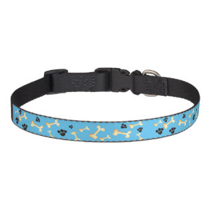 Custom Pet Paws, Cat & Dog Bones Pattern Pink Blue Pet Collar