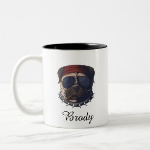 Custom pet personalized dog funny face  Two-Tone coffee mug