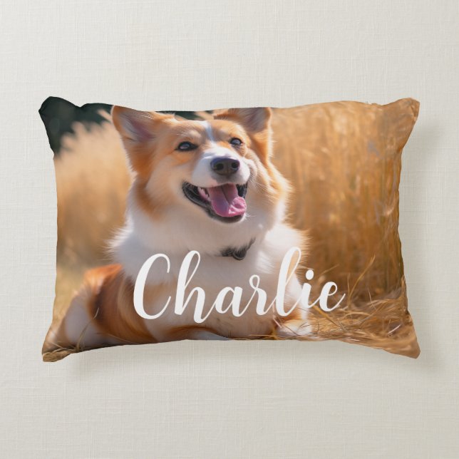 Custom Pet Photo Accent Pillow (Front)