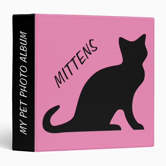 Custom pet photo album with cute cat silhouette binder (Front/Spine)