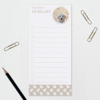 Custom Pet Photo And Beige &amp; White Paws To Do List Magnetic Notepad
