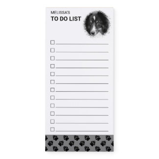 Custom Pet Photo And Black &amp; Gray Paws To Do List Magnetic Notepad