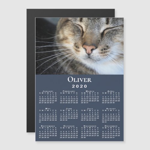 Custom Pet Photo and Name 2020 Calendar on Blue
